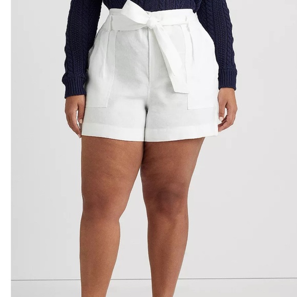 Lauren Ralph Lauren Pants - Lauren Ralph Lauren White Linen Belted Shorts NWT